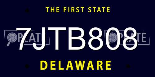 7JTB808 Delaware License Plate