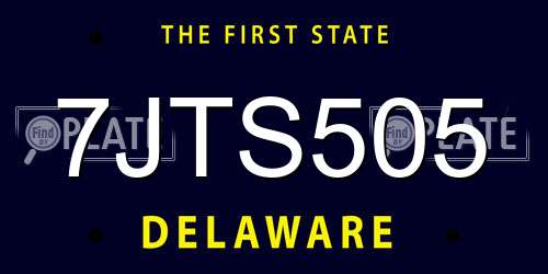 7JTS505 Delaware License Plate