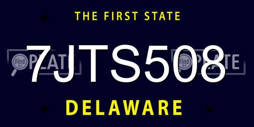 7JTS508 Delaware License Plate