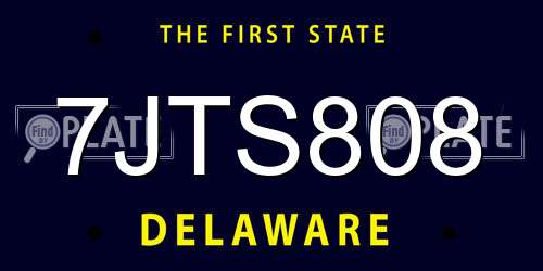 7JTS808 Delaware License Plate
