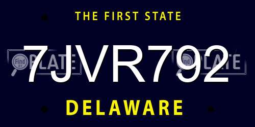 7JVR792 Delaware License Plate