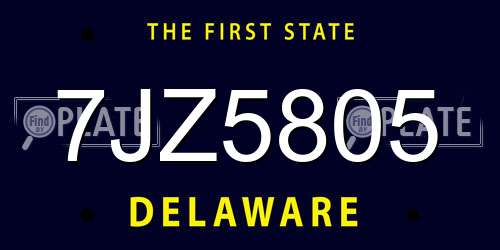 7JZ5805 Delaware License Plate
