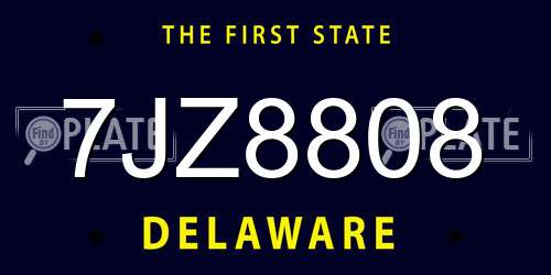 7JZ8808 Delaware License Plate