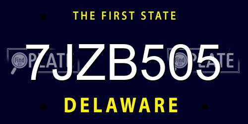 7JZB505 Delaware License Plate