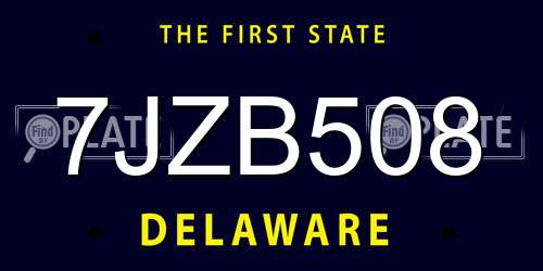 7JZB508 Delaware License Plate
