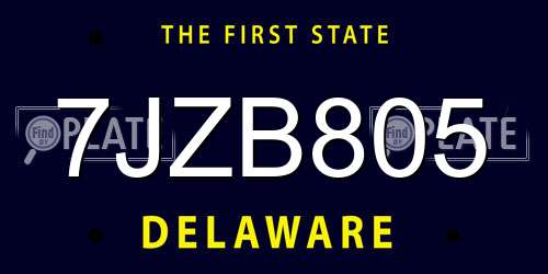 7JZB805 Delaware License Plate