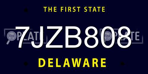 7JZB808 Delaware License Plate