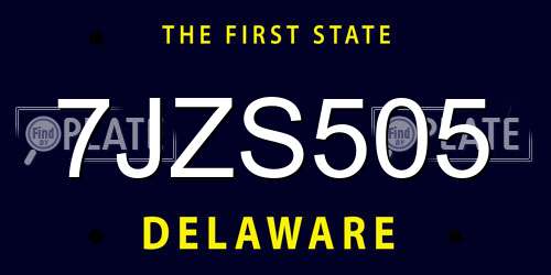 7JZS505 Delaware License Plate