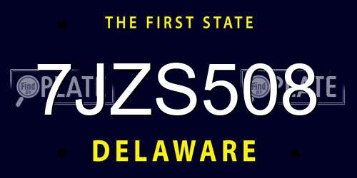 7JZS508 Delaware License Plate