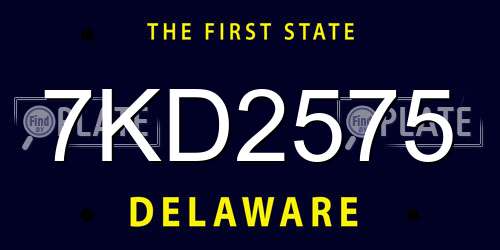 7KD2575 Delaware License Plate