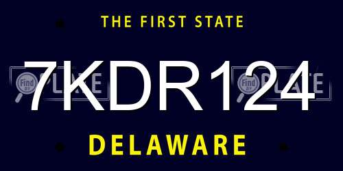 7KDR124 Delaware License Plate