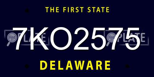 7KO2575 Delaware License Plate