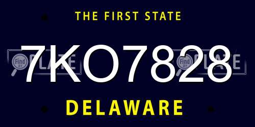 7KO7828 Delaware License Plate