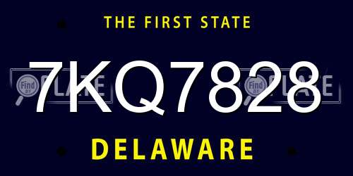 7KQ7828 Delaware License Plate