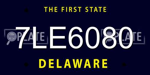 7LE6080 Delaware License Plate