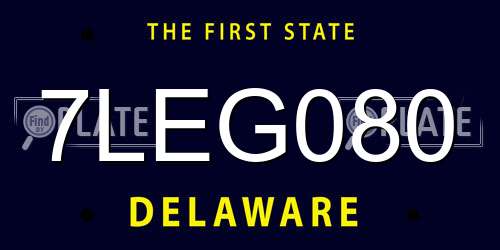 7LEG080 Delaware License Plate