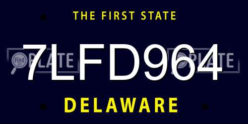 7LFD964 Delaware License Plate