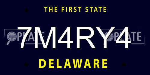 7M4RY4 Delaware License Plate