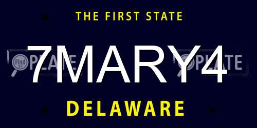 7MARY4 Delaware License Plate