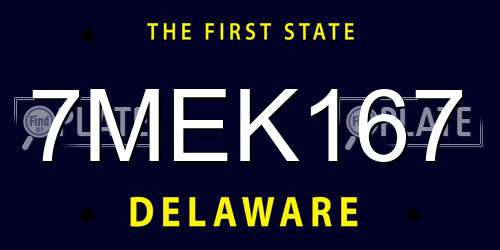 7MEK167 Delaware License Plate