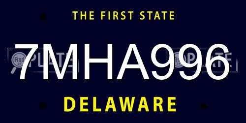 7MHA996 Delaware License Plate