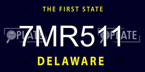 7MR511 Delaware License Plate