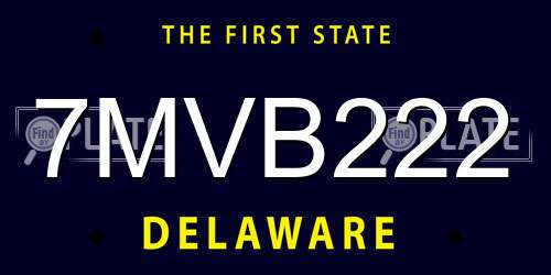 7MVB222 Delaware License Plate