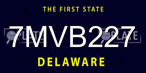 7MVB227 Delaware License Plate