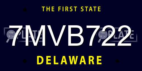 7MVB722 Delaware License Plate
