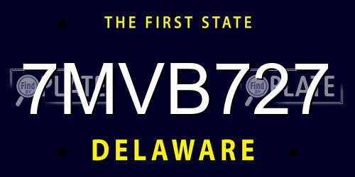 7MVB727 Delaware License Plate
