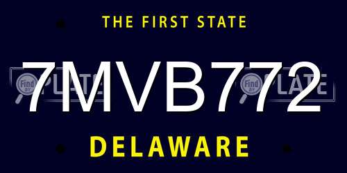 7MVB772 Delaware License Plate
