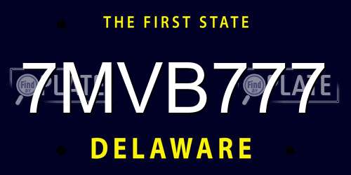 7MVB777 Delaware License Plate
