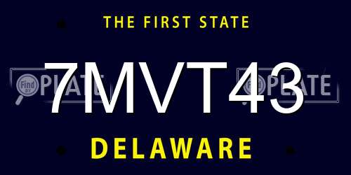 7MVT43 Delaware License Plate