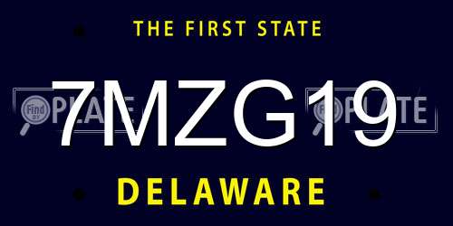 7MZG19 Delaware License Plate