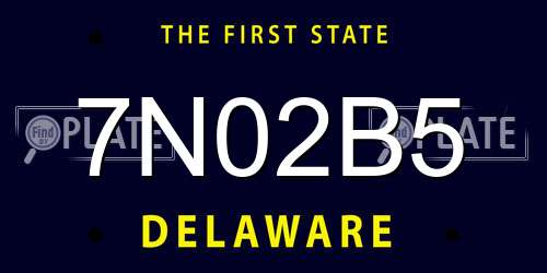 7N02B5 Delaware License Plate