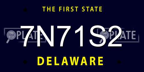 7N71S2 Delaware License Plate