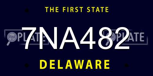 7NA482 Delaware License Plate