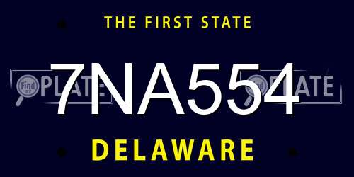 7NA554 Delaware License Plate
