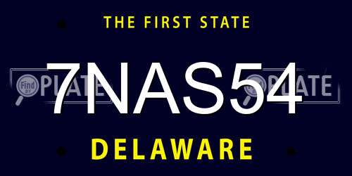 7NAS54 Delaware License Plate