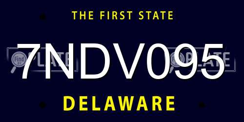 7NDV095 Delaware License Plate