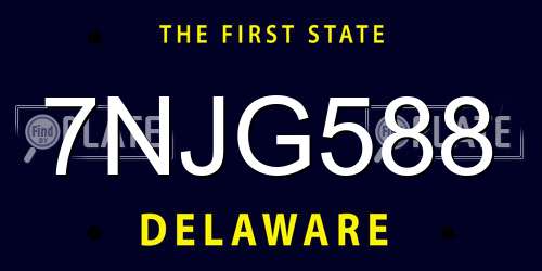 7NJG588 Delaware License Plate