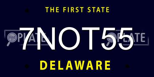 7NOT55 Delaware License Plate