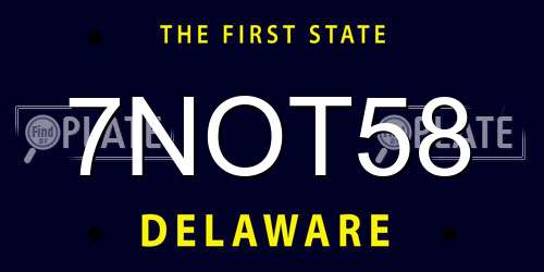 7NOT58 Delaware License Plate