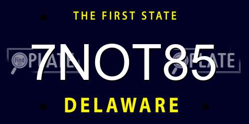 7NOT85 Delaware License Plate
