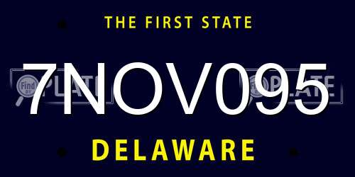 7NOV095 Delaware License Plate