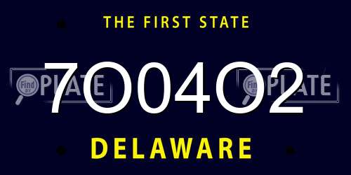 7O04O2 Delaware License Plate