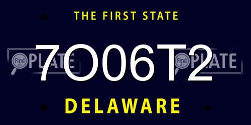 7O06T2 Delaware License Plate