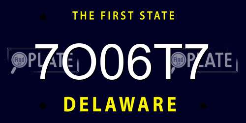 7O06T7 Delaware License Plate