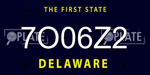 7O06Z2 Delaware License Plate