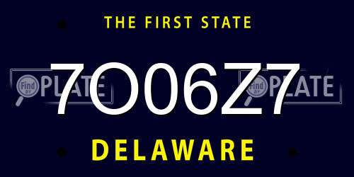 7O06Z7 Delaware License Plate